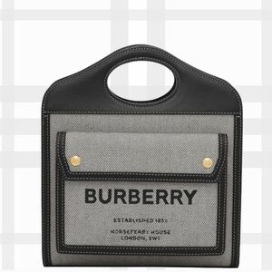 BURBERRY Horseferry Logo Canvas and Leather Pocket Bag